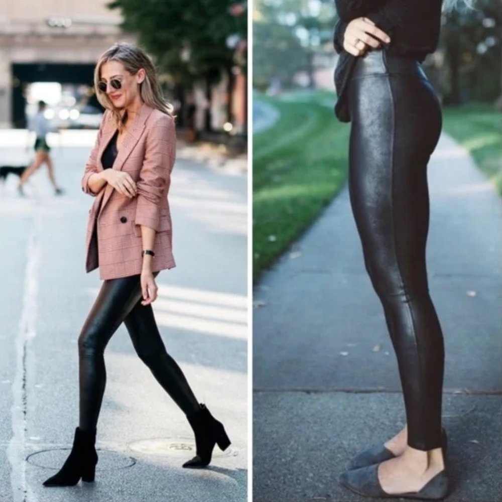 Spanx Faux Leather Full Length Leggings Black | Small